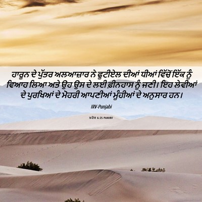 Picture 06 - ਖ਼ਰੋਜ 6:25 PANIRV - ਹਾਰੂਨ ਦੇ ਪੁੱਤਰ - Bible Verse Picture