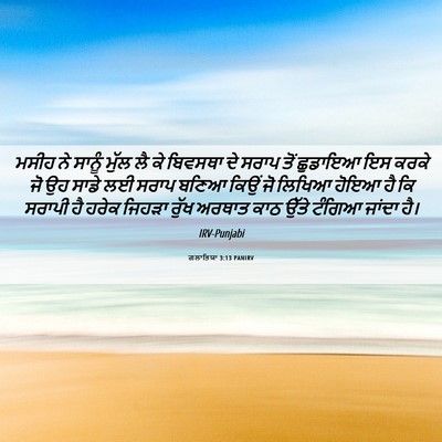 Picture 06 - ਗਲਾਤਿਯਾ 3:13 PANIRV - ਮਸੀਹ ਨੇ ਸਾਨੂੰ ਮੁੱਲ - Bible Verse Picture
