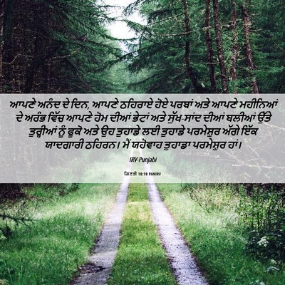 Picture 06 - ਗਿਣਤੀ 10:10 PANIRV - ਆਪਣੇ ਅਨੰਦ ਦੇ ਦਿਨ, - Bible Verse Picture
