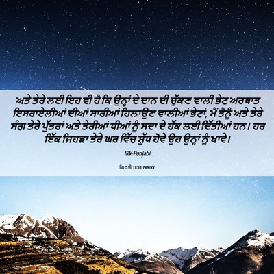 Picture 06 - ਗਿਣਤੀ 18:11 PANIRV - ਅਤੇ ਤੇਰੇ ਲਈ ਇਹ ਵੀ - Bible Verse Picture