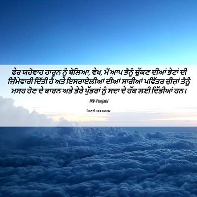 Picture 06 - ਗਿਣਤੀ 18:8 PANIRV - ਫੇਰ ਯਹੋਵਾਹ ਹਾਰੂਨ - Bible Verse Picture