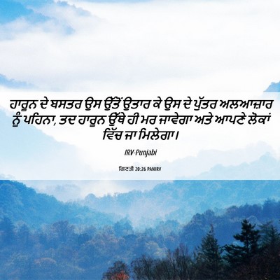 Picture 06 - ਗਿਣਤੀ 20:26 PANIRV - ਹਾਰੂਨ ਦੇ ਬਸਤਰ ਉਸ - Bible Verse Picture