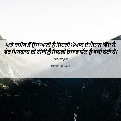 Picture 06 - ਗਿਣਤੀ 21:20 PANIRV - ਅਤੇ ਬਾਮੋਥ ਤੋਂ ਉਸ - Bible Verse Picture