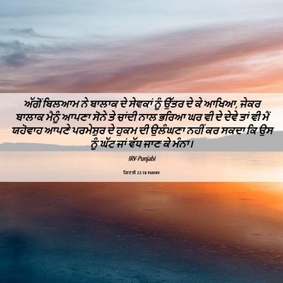 Picture 06 - ਗਿਣਤੀ 22:18 PANIRV - ਅੱਗੋਂ ਬਿਲਆਮ ਨੇ - Bible Verse Picture