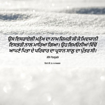 Picture 06 - ਗਿਣਤੀ 25:14 PANIRV - ਉਸ ਇਸਰਾਏਲੀ ਮਨੁੱਖ - Bible Verse Picture