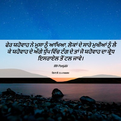 Picture 06 - ਗਿਣਤੀ 25:4 PANIRV - ਫੇਰ ਯਹੋਵਾਹ ਨੇ ਮੂਸਾ - Bible Verse Picture