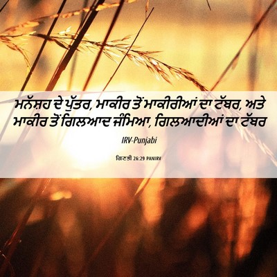 Picture 06 - ਗਿਣਤੀ 26:29 PANIRV - ਮਨੱਸ਼ਹ ਦੇ ਪੁੱਤਰ, - Bible Verse Picture