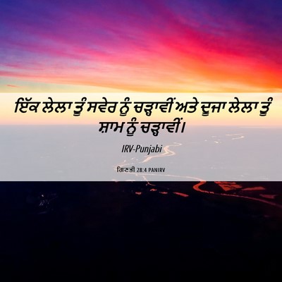 Picture 06 - ਗਿਣਤੀ 28:4 PANIRV - ਇੱਕ ਲੇਲਾ ਤੂੰ ਸਵੇਰ - Bible Verse Picture