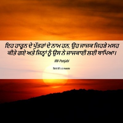 Picture 06 - ਗਿਣਤੀ 3:3 PANIRV - ਇਹ ਹਾਰੂਨ ਦੇ - Bible Verse Picture