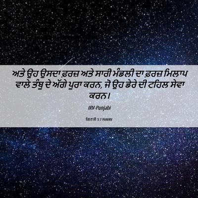 Picture 06 - ਗਿਣਤੀ 3:7 PANIRV - ਅਤੇ ਉਹ ਉਸਦਾ ਫ਼ਰਜ਼ - Bible Verse Picture