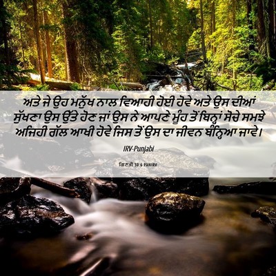 Picture 06 - ਗਿਣਤੀ 30:6 PANIRV - ਅਤੇ ਜੇ ਉਹ ਮਨੁੱਖ ਨਾਲ - Bible Verse Picture
