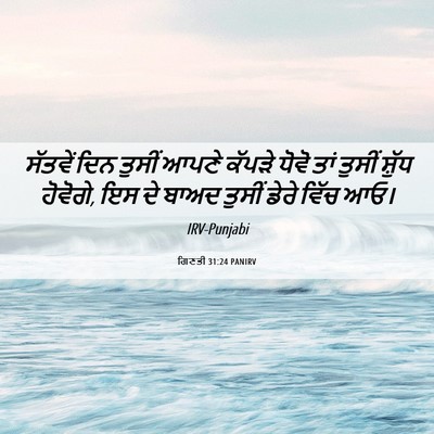 Picture 06 - ਗਿਣਤੀ 31:24 PANIRV - ਸੱਤਵੇਂ ਦਿਨ ਤੁਸੀਂ - Bible Verse Picture