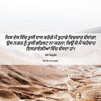Picture 06 - ਗਿਣਤੀ 35:34 PANIRV - ਜਿਸ ਦੇਸ ਵਿੱਚ ਤੁਸੀਂ - Bible Verse Picture