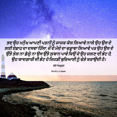 Picture 06 - ਗਿਣਤੀ 5:15 PANIRV - ਤਦ ਉਹ ਮਨੁੱਖ ਆਪਣੀ - Bible Verse Picture