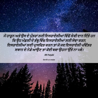 Picture 06 - ਗਿਣਤੀ 8:19 PANIRV - ਮੈਂ ਹਾਰੂਨ ਅਤੇ ਉਸ ਦੇ - Bible Verse Picture