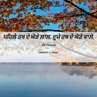 Picture 06 - ਜ਼ਕਰਯਾਹ 6:2 PANIRV - ਪਹਿਲੇ ਰਥ ਦੇ ਘੋੜੇ - Bible Verse Picture