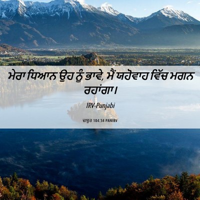 Picture 06 - ਜ਼ਬੂਰ 104:34 PANIRV - ਮੇਰਾ ਧਿਆਨ ਉਹ ਨੂੰ - Bible Verse Picture