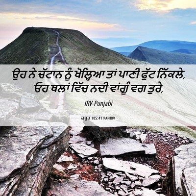 Picture 06 - ਜ਼ਬੂਰ 105:41 PANIRV - ਉਹ ਨੇ ਚੱਟਾਨ ਨੂੰ - Bible Verse Picture