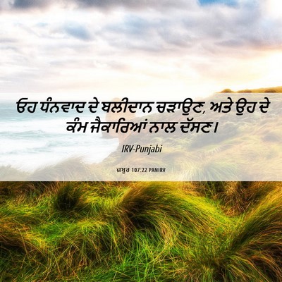 Picture 06 - ਜ਼ਬੂਰ 107:22 PANIRV - ਓਹ ਧੰਨਵਾਦ ਦੇ - Bible Verse Picture