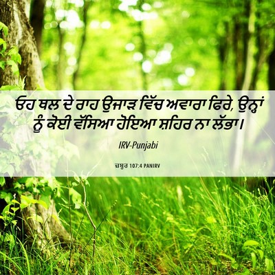 Picture 06 - ਜ਼ਬੂਰ 107:4 PANIRV - ਓਹ ਥਲ ਦੇ ਰਾਹ ਉਜਾੜ - Bible Verse Picture