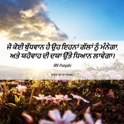 Picture 06 - ਜ਼ਬੂਰ 107:43 PANIRV - ਜੋ ਕੋਈ ਬੁੱਧਵਾਨ ਹੈ - Bible Verse Picture