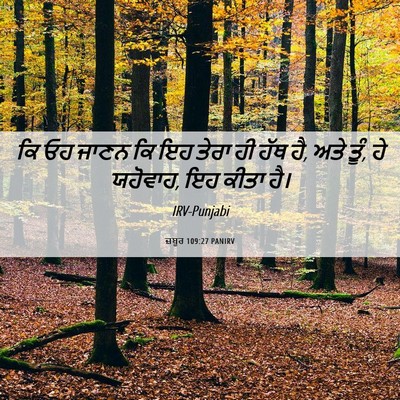 Picture 06 - ਜ਼ਬੂਰ 109:27 PANIRV - ਕਿ ਓਹ ਜਾਣਨ ਕਿ ਇਹ - Bible Verse Picture