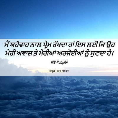 Picture 06 - ਜ਼ਬੂਰ 116:1 PANIRV - ਮੈਂ ਯਹੋਵਾਹ ਨਾਲ - Bible Verse Picture