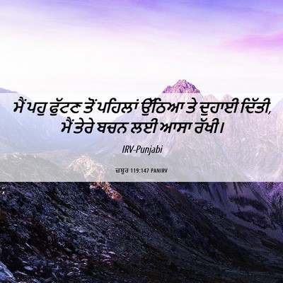 Picture 06 - ਜ਼ਬੂਰ 119:147 PANIRV - ਮੈਂ ਪਹੁ ਫੁੱਟਣ ਤੋਂ - Bible Verse Picture