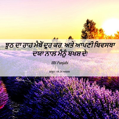 Picture 06 - ਜ਼ਬੂਰ 119:29 PANIRV - ਝੂਠ ਦਾ ਰਾਹ ਮੈਥੋਂ - Bible Verse Picture