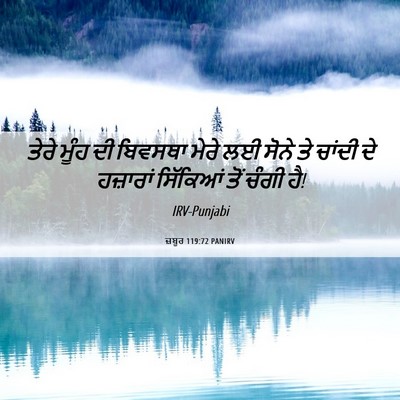 Picture 06 - ਜ਼ਬੂਰ 119:72 PANIRV - ਤੇਰੇ ਮੂੰਹ ਦੀ - Bible Verse Picture