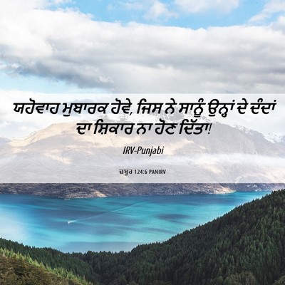 Picture 06 - ਜ਼ਬੂਰ 124:6 PANIRV - ਯਹੋਵਾਹ ਮੁਬਾਰਕ - Bible Verse Picture