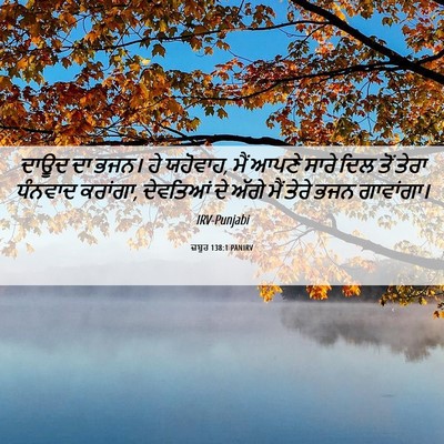 Picture 06 - ਜ਼ਬੂਰ 138:1 PANIRV - ਦਾਊਦ ਦਾ ਭਜਨ। ਹੇ - Bible Verse Picture