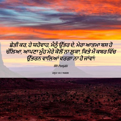 Picture 06 - ਜ਼ਬੂਰ 143:7 PANIRV - ਛੇਤੀ ਕਰ, ਹੇ ਯਹੋਵਾਹ, - Bible Verse Picture