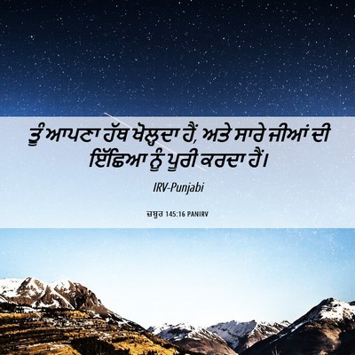 Picture 06 - ਜ਼ਬੂਰ 145:16 PANIRV - ਤੂੰ ਆਪਣਾ ਹੱਥ - Bible Verse Picture