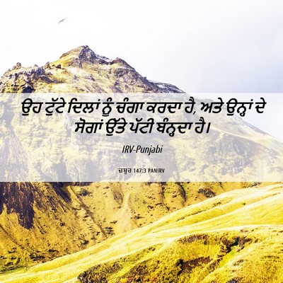 Picture 06 - ਜ਼ਬੂਰ 147:3 PANIRV - ਉਹ ਟੁੱਟੇ ਦਿਲਾਂ ਨੂੰ - Bible Verse Picture