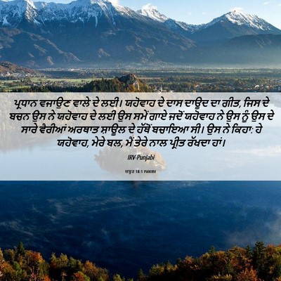 Picture 06 - ਜ਼ਬੂਰ 18:1 PANIRV - ਪ੍ਰਧਾਨ ਵਜਾਉਣ ਵਾਲੇ - Bible Verse Picture