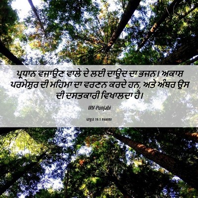 Picture 06 - ਜ਼ਬੂਰ 19:1 PANIRV - ਪ੍ਰਧਾਨ ਵਜਾਉਣ ਵਾਲੇ - Bible Verse Picture