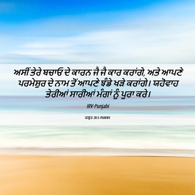 Picture 06 - ਜ਼ਬੂਰ 20:5 PANIRV - ਅਸੀਂ ਤੇਰੇ ਬਚਾਓ ਦੇ - Bible Verse Picture