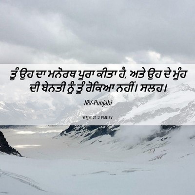Picture 06 - ਜ਼ਬੂਰ 21:2 PANIRV - ਤੂੰ ਉਹ ਦਾ ਮਨੋਰਥ - Bible Verse Picture
