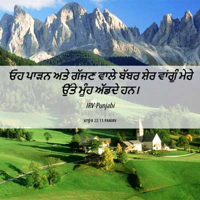 Picture 06 - ਜ਼ਬੂਰ 22:13 PANIRV - ਓਹ ਪਾੜਨ ਅਤੇ ਗੱਜਣ - Bible Verse Picture
