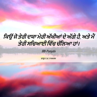 Picture 06 - ਜ਼ਬੂਰ 26:3 PANIRV - ਕਿਉਂ ਜੋ ਤੇਰੀ ਦਯਾ - Bible Verse Picture