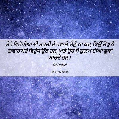 Picture 06 - ਜ਼ਬੂਰ 27:12 PANIRV - ਮੇਰੇ ਵਿਰੋਧੀਆਂ ਦੀ - Bible Verse Picture