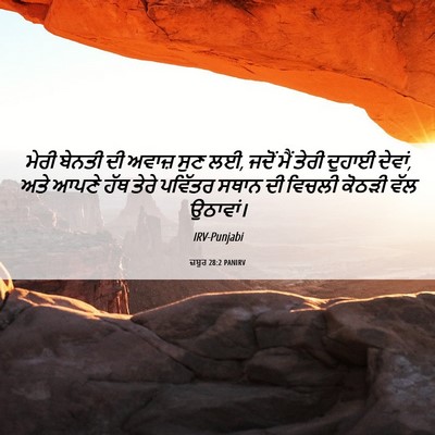 Picture 06 - ਜ਼ਬੂਰ 28:2 PANIRV - ਮੇਰੀ ਬੇਨਤੀ ਦੀ - Bible Verse Picture