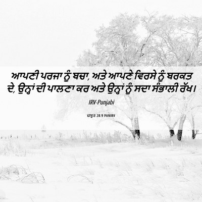 Picture 06 - ਜ਼ਬੂਰ 28:9 PANIRV - ਆਪਣੀ ਪਰਜਾ ਨੂੰ ਬਚਾ, - Bible Verse Picture