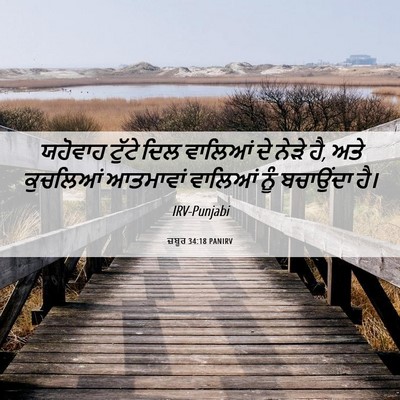 Picture 06 - ਜ਼ਬੂਰ 34:18 PANIRV - ਯਹੋਵਾਹ ਟੁੱਟੇ ਦਿਲ - Bible Verse Picture