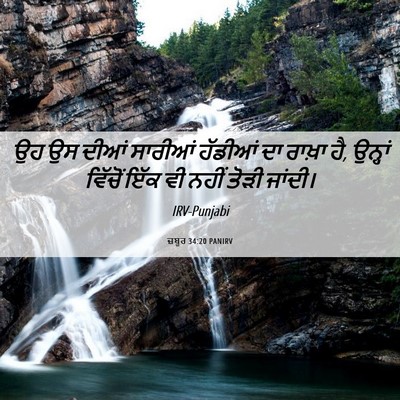 Picture 06 - ਜ਼ਬੂਰ 34:20 PANIRV - ਉਹ ਉਸ ਦੀਆਂ ਸਾਰੀਆਂ - Bible Verse Picture