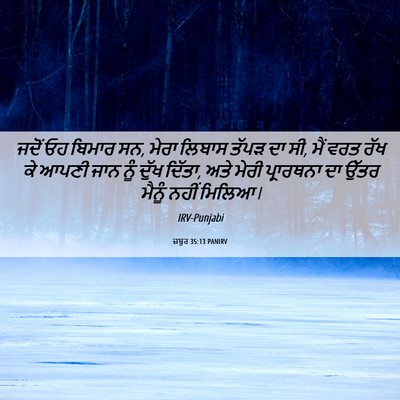 Picture 06 - ਜ਼ਬੂਰ 35:13 PANIRV - ਜਦੋਂ ਓਹ ਬਿਮਾਰ ਸਨ, - Bible Verse Picture