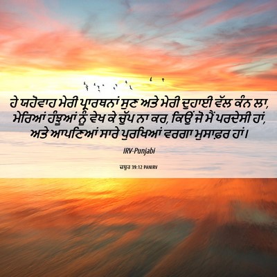 Picture 06 - ਜ਼ਬੂਰ 39:12 PANIRV - ਹੇ ਯਹੋਵਾਹ ਮੇਰੀ - Bible Verse Picture