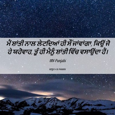 Picture 06 - ਜ਼ਬੂਰ 4:8 PANIRV - ਮੈਂ ਸ਼ਾਂਤੀ ਨਾਲ - Bible Verse Picture