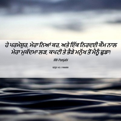 Picture 06 - ਜ਼ਬੂਰ 43:1 PANIRV - ਹੇ ਪਰਮੇਸ਼ੁਰ, ਮੇਰਾ - Bible Verse Picture